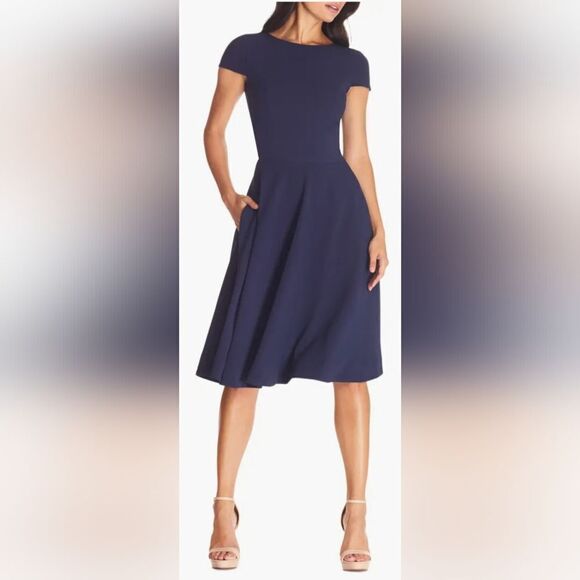 Dress The Population Livia Fit & Flare Dress NWT size XS Blue - Picture 1 of 5